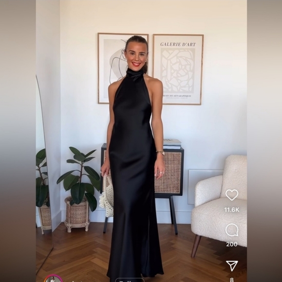 ZARA SATIN EFFECT HALTER DRESS - Picture 11 of 14